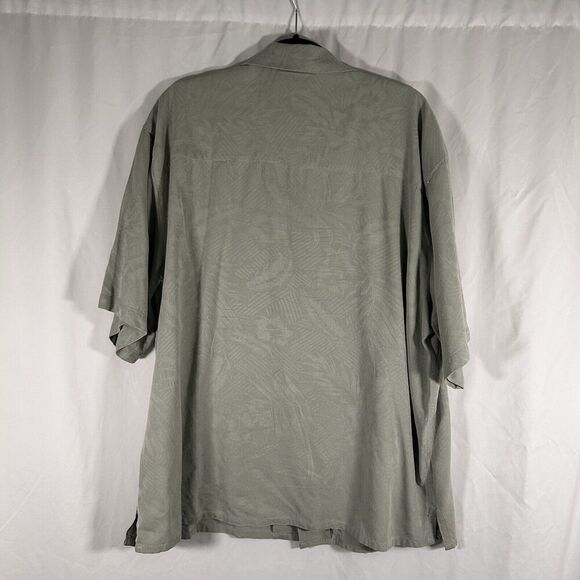 Banana Cabana Silk Hawaiian Shirt Men's XXL Green Floral Button Up Short Sleeve - Picture 7 of 10